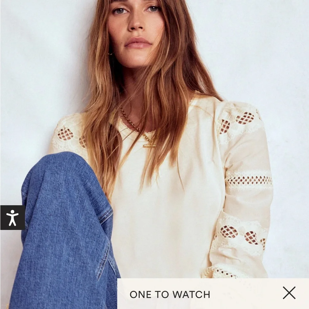 Boden New Millie Lace Mix Top SZ 6 - Picture 2 of 8